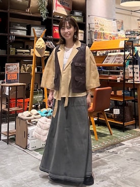「アイテム（その他アウター、ブラウン系）」を使った、RENAさん（レディース・153cm）の秋コーディネート