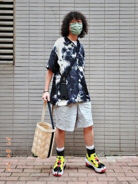 「アイテム（かごバッグ）」を使った、Paak Chanさん（メンズ・172cm）の春コーディネート
