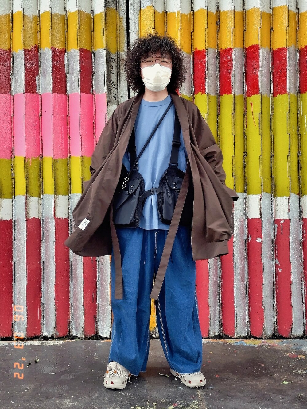 「mykita、service engineered Wear、mis calif、GU、NEEDLES、BEAMS、crocs、ootd、spring、今日のコーデ、今日の服、春コーデ、春」｜「MYKITAのアイテム（メガネ、ブラック系）」を使った、Paak Chanさん（メンズ・172cm）の春コーディネートの1枚目の写真
