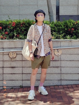 「halo commodity（ハロ　コモディティー）のアイテム（ハンチング/ベレー帽）」を使った、Paak Chanさん（メンズ・172cm）の夏コーディネート