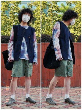 「RYO TAKASHIMA（リョウタカシマ）のアイテム（ベスト）」を使った、Paak Chanさん（メンズ・172cm）の秋コーディネート