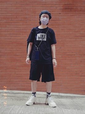 「halo commodity（ハロ　コモディティー）のアイテム（ハンチング/ベレー帽）」を使った、Paak Chanさん（メンズ・172cm）の夏コーディネート