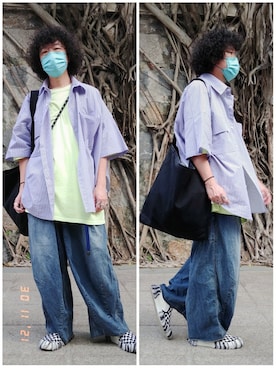 「doublet（ダブレット）のアイテム（スニーカー）」を使った、Paak Chanさん（メンズ・172cm）の冬コーディネート