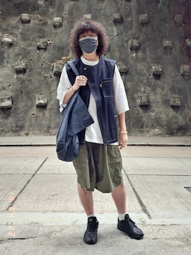 「RYO TAKASHIMA（リョウタカシマ）のアイテム（ベスト）」を使った、Paak Chanさん（メンズ・172cm）の春コーディネート