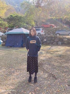 「CHUMS（チャムス）のアイテム（トップス）」を使った、Jessieさん（レディース・167cm）の冬コーディネート