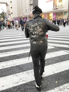 「アイテム（ライダースジャケット）」を使った、kimuti_47さん（メンズ・163cm）の秋コーディネート