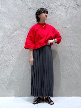 「レッドコーデ」｜「アイテム（サンダル）」を使った、K.さん（レディース・158cm）の春コーディネート