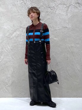 「高見え」｜「アイテム（ジャンパースカート）」を使った、K.さん（レディース・158cm）の秋コーディネート