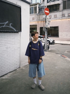 「BIRKENSTOCK（ビルケンシュトック）のアイテム（その他シューズ）」を使った、L🦁さん（メンズ・156cm）の夏コーディネート