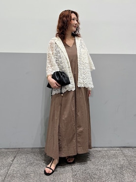 「SLOBE IENA（スローブイエナ）のレースシャツジャケット（その他アウター、ホワイト系）」を使った、ainaさん（レディース・152cm）の夏コーディネート