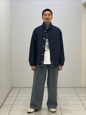 「Mackintosh（マッキントッシュ）のMACKINTOSH(マッキントッシュ) 別注  WEATHERTEC SKYE ショート（その他アウター、ブルー系）」を使った、もくめさん（メンズ・177cm）の春コーディネート