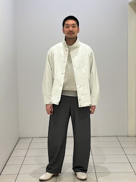「Mackintosh（マッキントッシュ）のMACKINTOSH(マッキントッシュ) 別注  WEATHERTEC SKYE ショート（その他アウター、ホワイト系）」を使った、もくめさん（メンズ・177cm）の春コーディネート