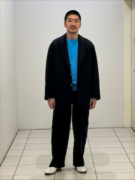 「Couture d'adam（クチュールドアダム）のCOUTURE D’ADAM (クチュール ド アダム)  Big ジャケット Single Blazer（テーラードジャケット、ブルー系）」を使った、もくめさん（メンズ・177cm）の冬コーディネート