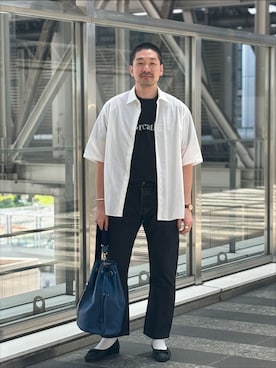 「Levi's（リーバイス）のLEVI’S(R)/リーバイス(R) 別注 BIG E 501(R) BLACK L28（デニムパンツ、ブラック系）」を使った、もくめさん（メンズ・177cm）の春コーディネート