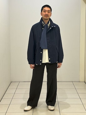 「Mackintosh（マッキントッシュ）のMACKINTOSH(マッキントッシュ) 別注  WEATHERTEC SKYE ショート（その他アウター、ブルー系）」を使った、もくめさん（メンズ・177cm）の春コーディネート
