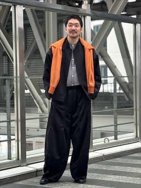 「EDIFICE（エディフィス）のTW al dente ギャバ ブルゾン（その他アウター、ブラック系）」を使った、もくめさん（メンズ・177cm）の春コーディネート