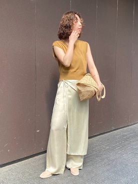 「LE TALON（ルタロン）のラウンドシアーフラット（その他シューズ、ベージュ系）」を使った、kuraさん（レディース・164cm）の春コーディネート