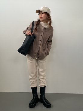 「アイテム（トートバッグ、ブラック系）」を使った、saayaさん（レディース・162cm）の冬コーディネート