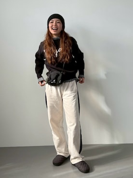 「DAISO（DAISO）のアイテム（バッグ）」を使った、saayaさん（レディース・162cm）の冬コーディネート