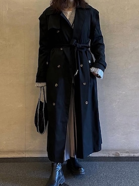 「アイテム（トレンチコート）」を使った、s a k i .さん（レディース・169cm）の秋コーディネート