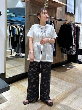 「LEPSIM（レプシィム）のメタルストラップサンダル　638841（サンダル、ブラウン系）」を使った、Nozomiさん（レディース）の夏コーディネート