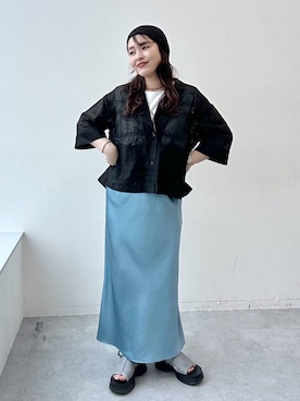 「LEPSIM（レプシィム）のボックスタックノースリーブ　242849（Tシャツ/カットソー、ホワイト系）」を使った、Nozomiさん（レディース）の春コーディネート