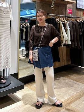 「LEPSIM（レプシィム）のレイヤードラップベルト　1046613（ベルト、ブルー系）」を使った、Nozomiさん（レディース）の夏コーディネート