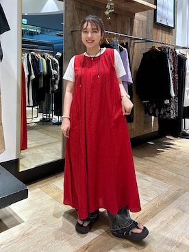 「LEPSIM（レプシィム）のシアーメランジT　497226（Tシャツ/カットソー、ホワイト系）」を使った、Nozomiさん（レディース）の夏コーディネート