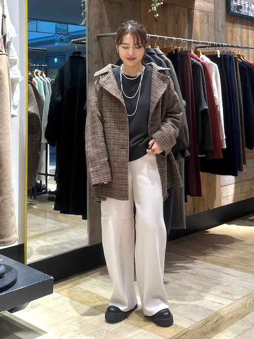 ウーリーダブルミドルチェックコート 582156（その他アウター