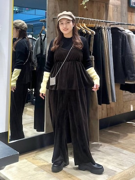 「体型カバー」｜「アイテム（オールインワン・サロペット）」を使った、Nozomiさん（レディース・160cm）の冬コーディネート