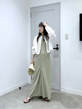 「GALLEST（ギャレスト）のアートメッシュブルゾン（ブルゾン、ホワイト系）」を使った、Renoさん（レディース・154cm）の夏コーディネート