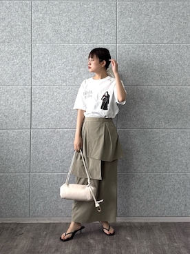 「GALLEST（ギャレスト）の【GOOD ROCK SPEED】The Devil Wears Prada／Graphic Print T-Shirt（Tシャツ/カットソー、ホワイト系）」を使った、Renoさん（レディース・154cm）の夏コーディネート