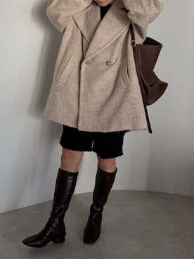 「アイテム（ピーコート）」を使った、Sさん（レディース・156cm）の冬コーディネート