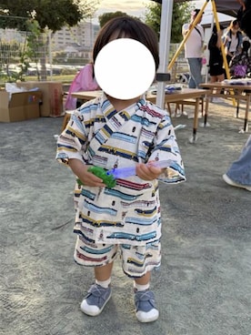 「box408（ボックスヨンマルハチ）の甚平 キッズ 男の子 上下セット 日本製生地 綿100% 子供（浴衣、その他）」を使った、Sさん（レディース・162cm）の夏コーディネート