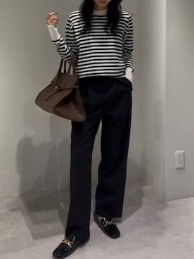 「アイテム（スーツパンツ）」を使った、Sさん（レディース・162cm）の冬コーディネート