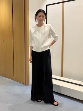 「アイテム（ノーカラージャケット）」を使った、Akita_TOMORROWLANDさん（レディース・158cm）の夏コーディネート
