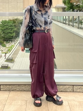 「PAGEBOY（ページボーイ）の≪S/M/Lの3サイズ展開≫ モードバックルスポサン（サンダル）」を使った、wabiさん（レディース・163cm）の秋コーディネート