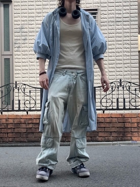 「ZARA（ザラ）のアイテム（カーゴパンツ、ブルー系）」を使った、rogon08さん（メンズ・172cm）の秋コーディネート