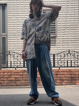 「その他セレクト（ソノタセレクト）のアイテム（その他パンツ、ブルー系）」を使った、rogon08さん（メンズ・172cm）の秋コーディネート