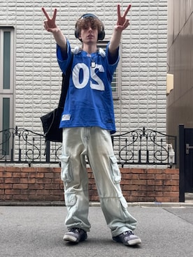 「XLARGE（エクストララージ）のアイテム（ジャージ、ブルー系）」を使った、rogon08さん（メンズ・172cm）の秋コーディネート