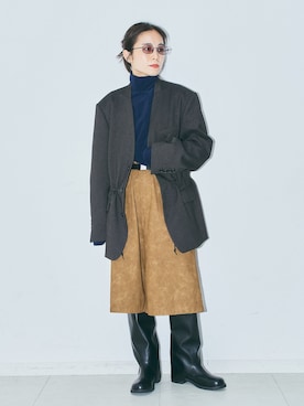 「CITYSHOP（シティーショップ）のTWEED 2WAY ジャケット（その他アウター、ブラウン系）」を使った、MINNYさんの夏コーディネート