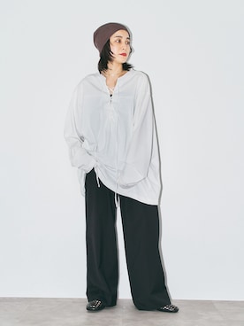 「CITYSHOP（シティーショップ）のSLACKS パンツ（スラックス、ブラック系）」を使った、MINNYさんの夏コーディネート