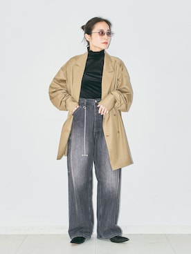 「CITYSHOP（シティーショップ）のTWILL SHIRT ジャケット（シャツ/ブラウス、ベージュ系）」を使った、MINNYさんの夏コーディネート