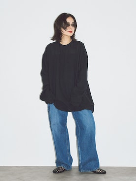 「Lee（リー）のLEE 別注 PAINTER PANTS：デニムパンツ（デニムパンツ、ブルー系）」を使った、MINNYさんの夏コーディネート