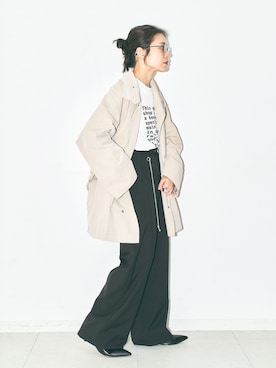 「CITYSHOP（シティーショップ）のSHORT TRENCH コート（その他アウター、ベージュ系）」を使った、MINNYさんの夏コーディネート