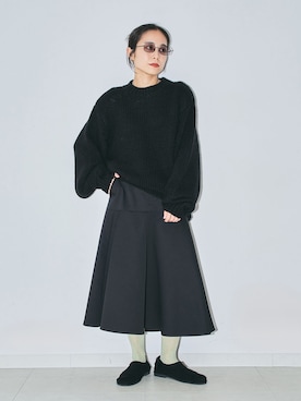 「CITYSHOP（シティーショップ）のCHINO LIKE FLAIR スカート（スカート、ブラック系）」を使った、MINNYさんの夏コーディネート