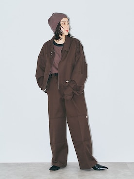 「Dickies（ディッキーズ）のDICKIES 別注 EISENHOWER ジャケット（その他アウター、ブラウン系）」を使った、MINNYさんの夏コーディネート