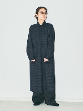 「CITYSHOP（シティーショップ）のWOOL SLACKS パンツ（スラックス、ブラック系）」を使った、MINNYさんの夏コーディネート