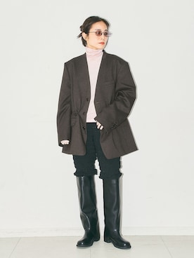 「CITYSHOP（シティーショップ）のTWEED 2WAY ジャケット（その他アウター、ブラウン系）」を使った、MINNYさんの夏コーディネート