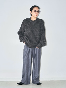 「CITYSHOP（シティーショップ）のWOOL SLACKS パンツ（スラックス、グレー系）」を使った、MINNYさんの夏コーディネート
